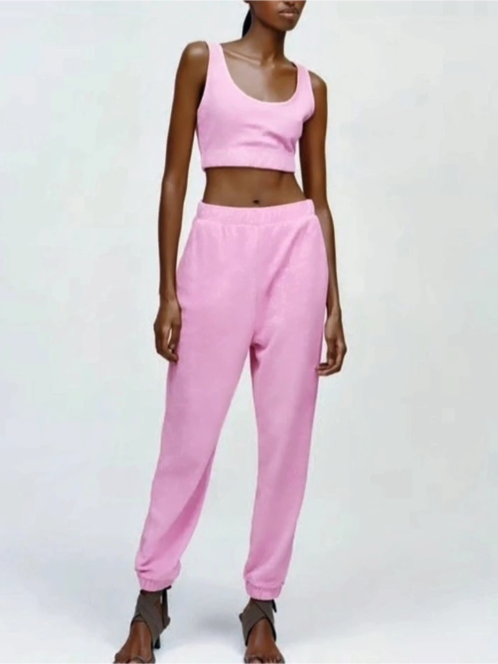 Zara Pink Terry Cloth Jogger Set size M